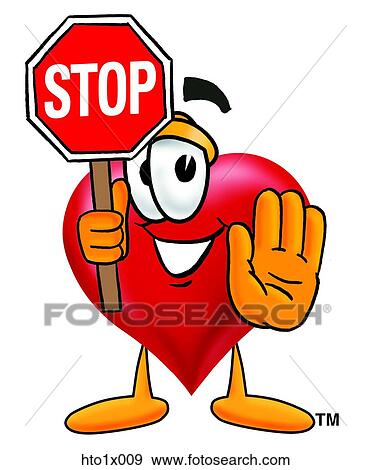 Clip Art - heart holding stop sign. Fotosearch