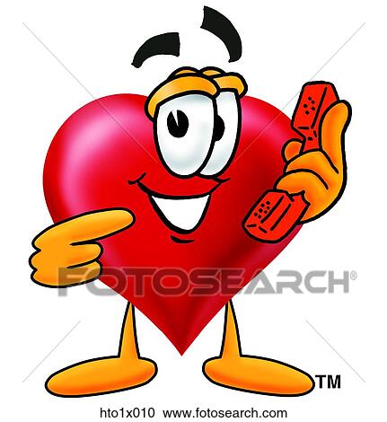 Clipart - heart with phone. Fotosearch