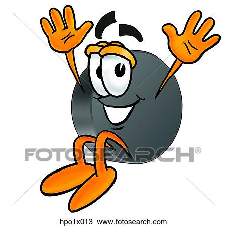 Clipart - hockey puck jumping. Fotosearch
