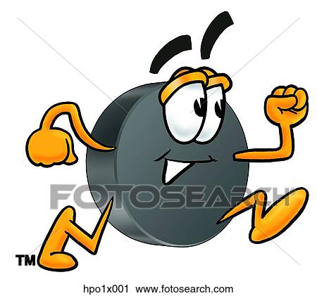 Clipart - hockey puck running. Fotosearch