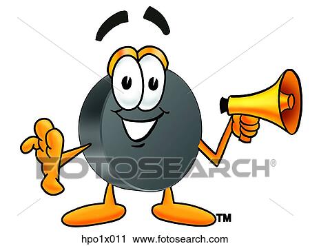 Clipart - hockey puck with megaphone. Fotosearch