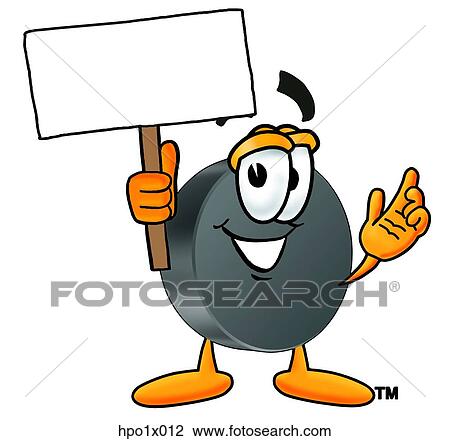 Clipart - hockey puck with sign. Fotosearch