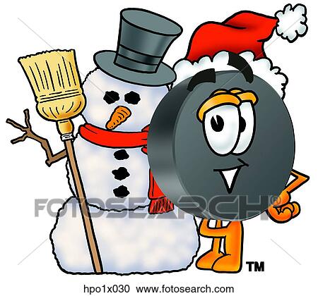hockey puck with snowman View Large Clip Art Graphic Clipart - hockey puck with snowman. Fotosearch
