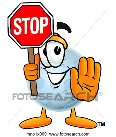 Clip Art - moon holding stop sign. Fotosearch