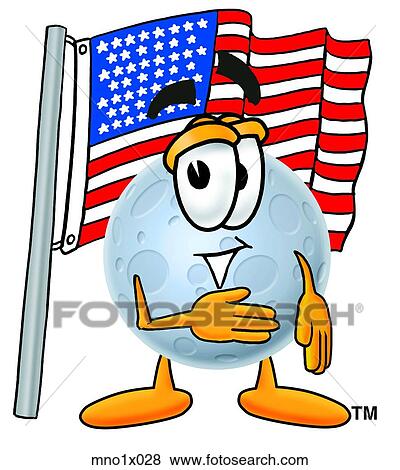 Clip Art - moon with flag. Fotosearch