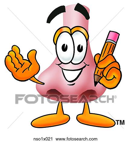 nose with pencil View Large Clip Art Graphic Clipart - nose with pencil. Fotosearch