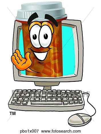 pill bottle in computer View Large Clip Art Graphic Clip Art - pill bottle in computer. Fotosearch