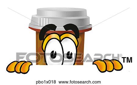 Clip Art - pill bottle peaking over. Fotosearch