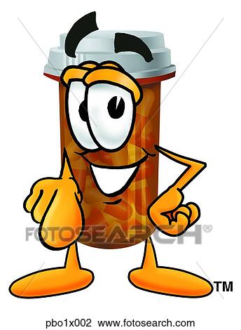 Clipart - pill bottle pointing at you. Fotosearch