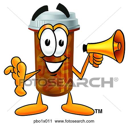 Clipart - pill bottle with megaphone. Fotosearch