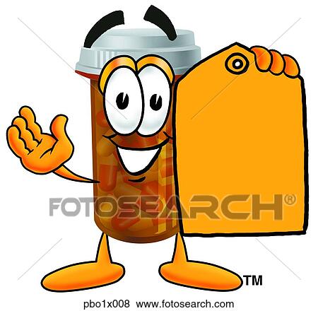 Clip Art - pill bottle with price tag. Fotosearch