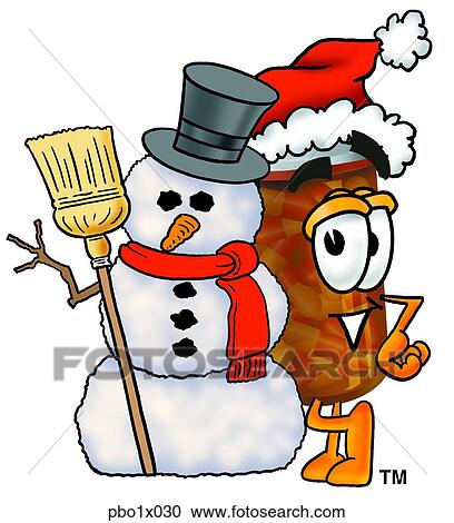 Clipart - pill bottle with snowman. Fotosearch