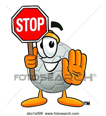 soccer ball holding stop sign View Large Clip Art Graphic Clip Art - soccer ball holding stop sign. Fotosearch