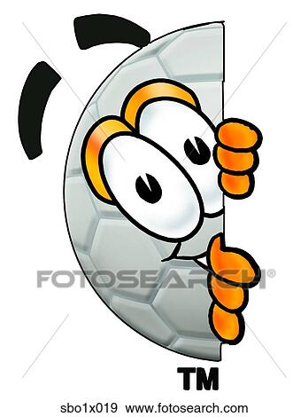 Clip Art - soccer ball peaking sideways. Fotosearch