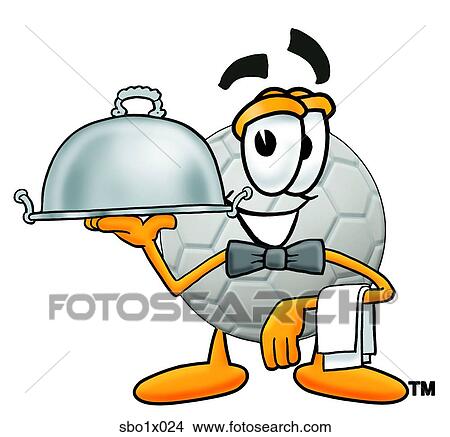 Clipart - soccer ball serving food. Fotosearch