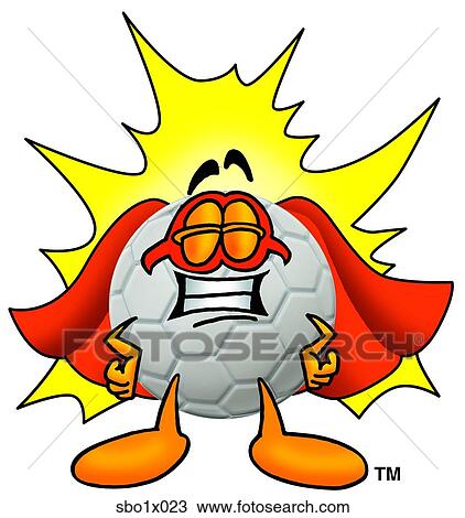 Clipart - soccer ball super hero. Fotosearch