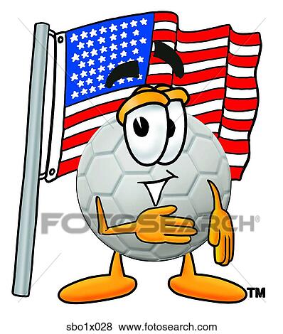 Clip Art - soccer ball with flag. Fotosearch