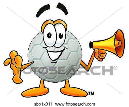 Clipart - soccer ball with megaphone. Fotosearch