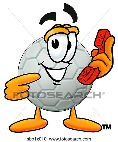 Clipart - soccer ball with phone. Fotosearch