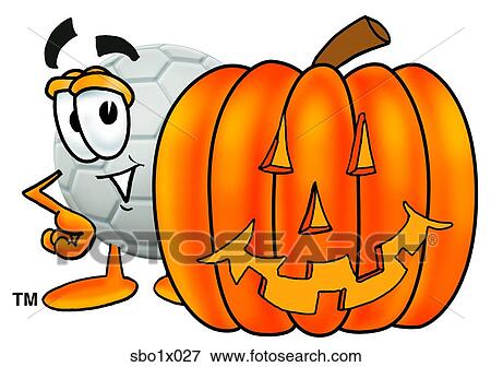 Clip Art - soccer ball with pumpkin. Fotosearch