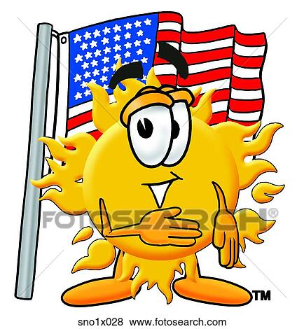Clip Art - sun with flag. Fotosearch