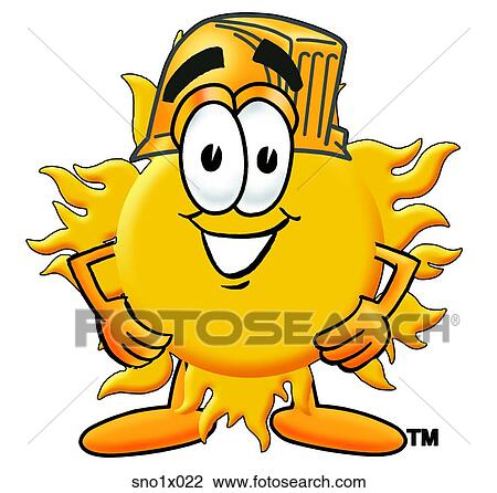 Clipart - sun with hard hat. Fotosearch