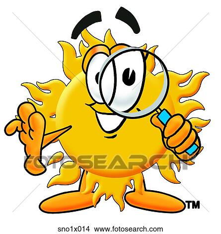 Clipart - sun with magnifying glass. Fotosearch