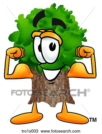 Clipart - tree flexing muscles. Fotosearch