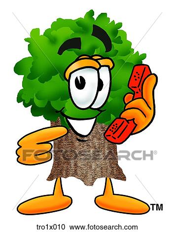 Clipart - tree with phone. Fotosearch