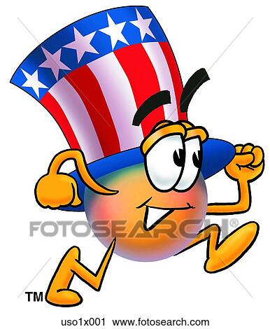 Clipart - American hat running. Fotosearch