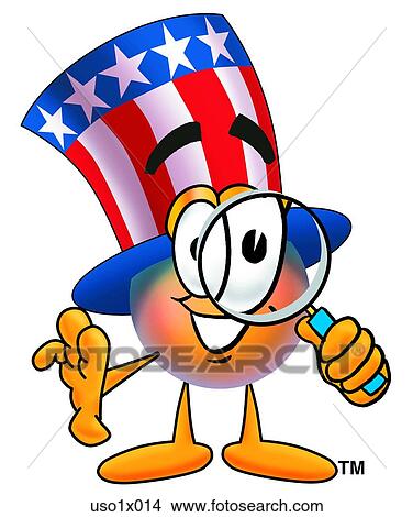 Clipart - American hat with magnifying glass. Fotosearch