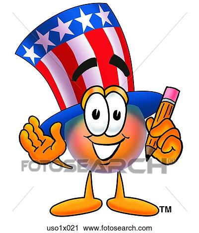 Clipart - American hat with pencil. Fotosearch