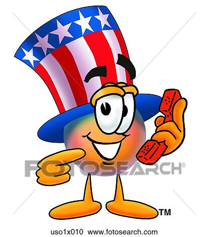 Clipart - American hat with phone. Fotosearch