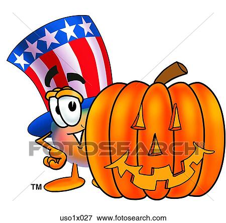 Clip Art - American hat with pumpkin. Fotosearch
