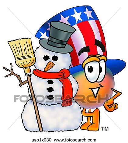 American hat with snowman View Large Clip Art Graphic Clipart - American hat with snowman. Fotosearch