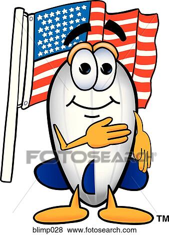 Clip Art - blimp with flag. Fotosearch