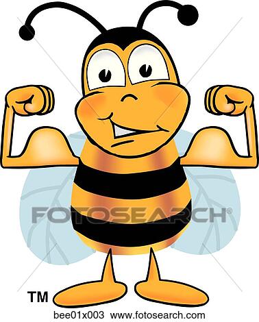 bee flexing muscles View Large Clip Art Graphic Clipart - bee flexing muscles. Fotosearch