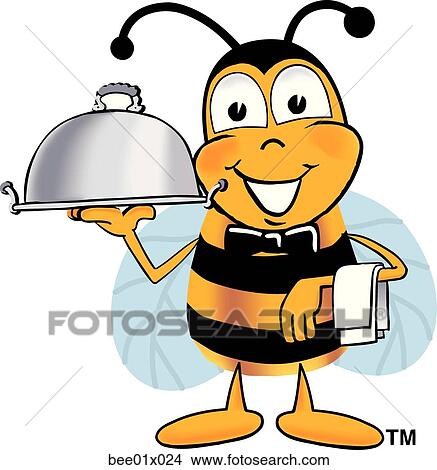 Clipart - bee serving food. Fotosearch