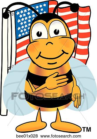 bee with flag View Large Clip Art Graphic Clip Art - bee with flag. Fotosearch