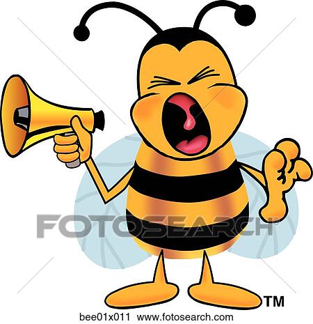 Clipart - bee with megaphone. Fotosearch