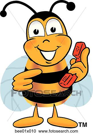 bee with phone View Large Clip Art Graphic Clipart - bee with phone. Fotosearch