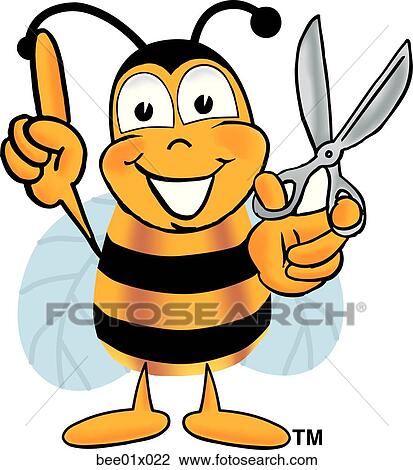 bee with scissors View Large Clip Art Graphic Clipart - bee with scissors. Fotosearch