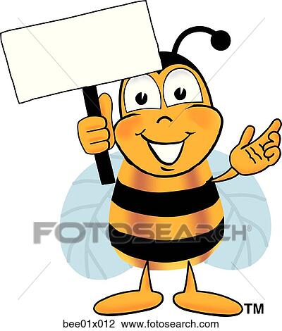 bee with sign View Large Clip Art Graphic Clipart - bee with sign. Fotosearch