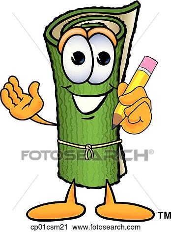 Clipart - carpet with pencil. Fotosearch
