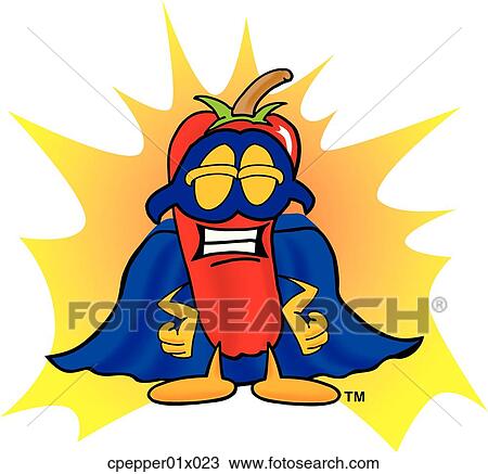 chili pepper super hero View Large Clip Art Graphic Clipart - chili pepper super hero. Fotosearch