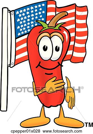 chili pepper with flag View Large Clip Art Graphic Clip Art - chili pepper with flag. Fotosearch