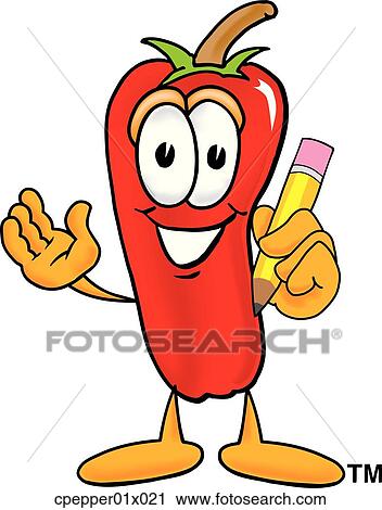 chili pepper with pencil View Large Clip Art Graphic Clipart - chili pepper with pencil. Fotosearch