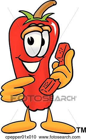 chili pepper with phone View Large Clip Art Graphic Clipart - chili pepper with phone. Fotosearch
