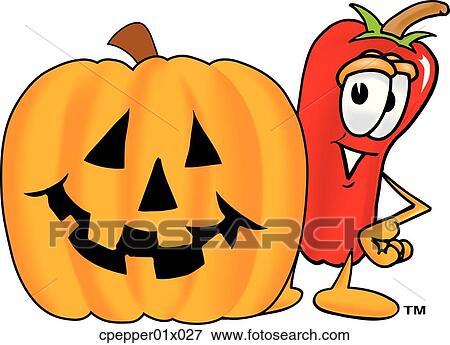 Clip Art - chili pepper with pumpkin. Fotosearch