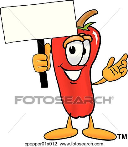 Clipart - chili pepper with sign. Fotosearch